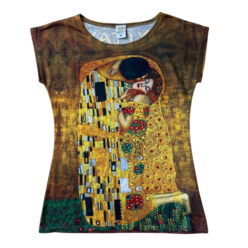 Gustav Klimt The Kiss Smile products art Austrian bejeweled shirt Size Small